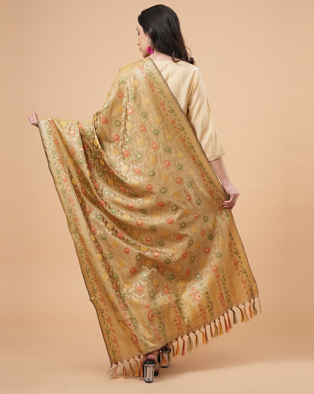 Office Wear Banarasi Dupatta Golden