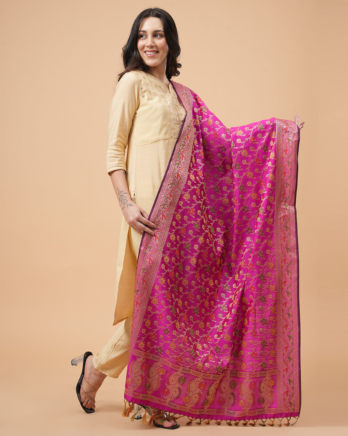 Pink Office-wear Banarasi Dupatta