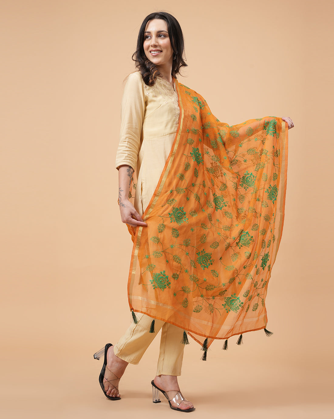 Office Wear Banarasi Dupatta Brown