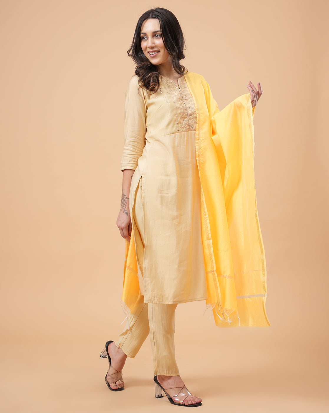 Office Wear Banarasi Dupatta Yellow
