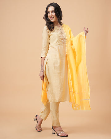 Office Wear Banarasi Dupatta Yellow