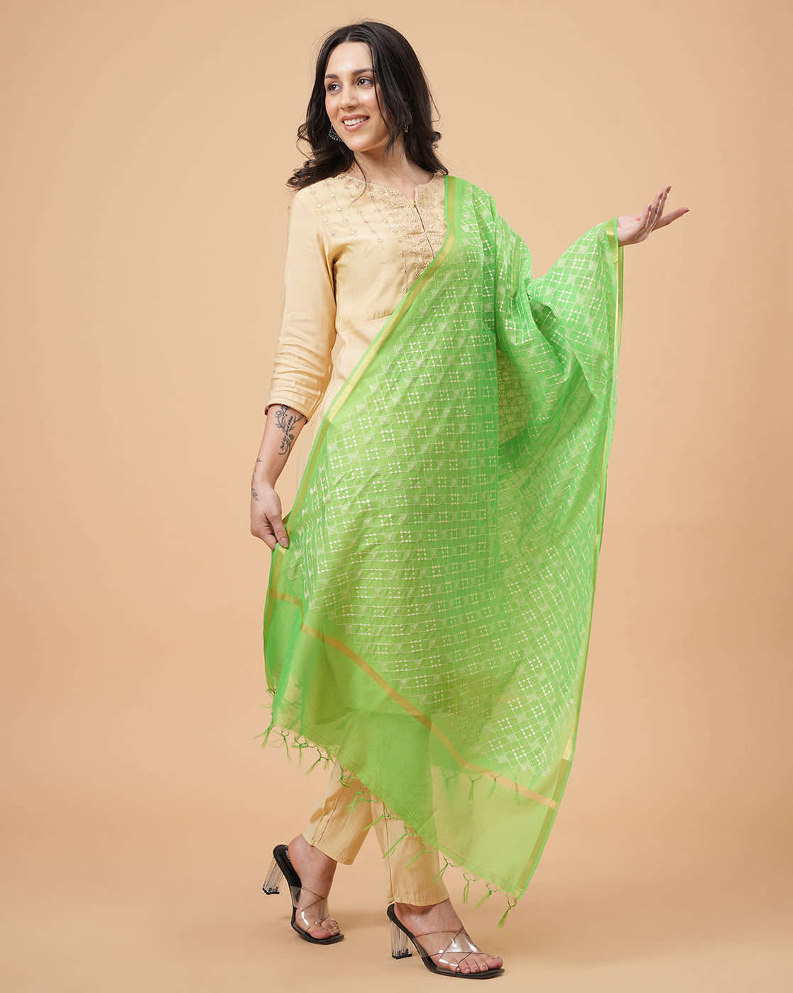 Office Wear Banarasi Dupatta Green