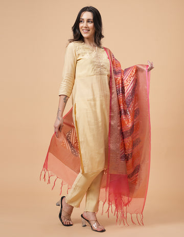 Office Wear Banarasi Dupatta Pink