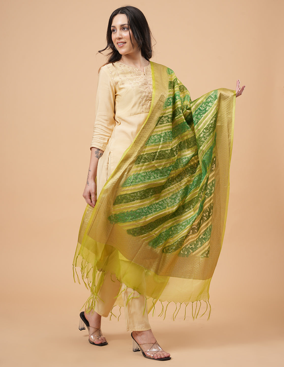 Office Wear Banarasi Dupatta Green
