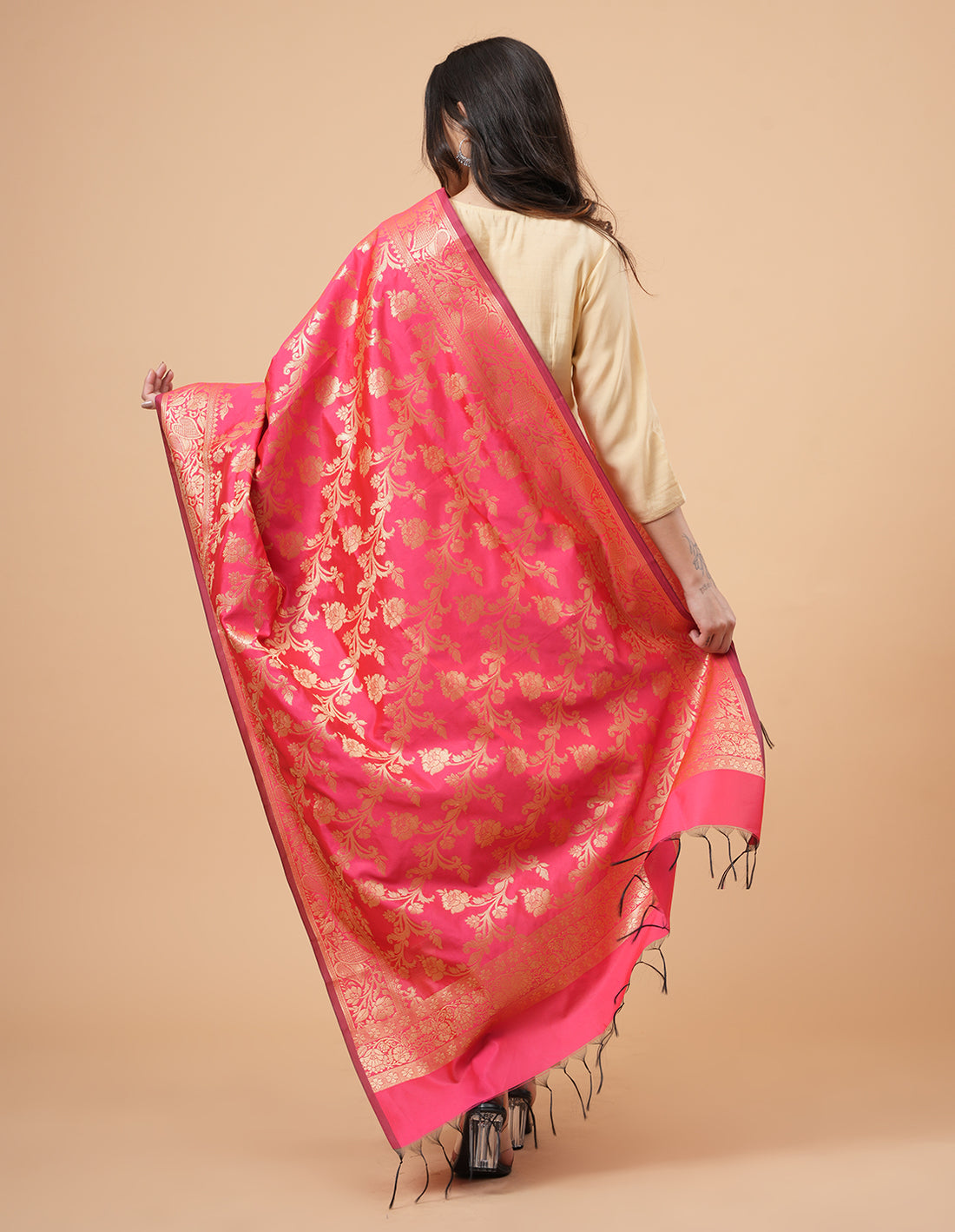 Office Wear Banarasi Dupatta Pink