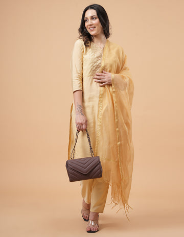 Office Wear Banarasi Dupatta Golden