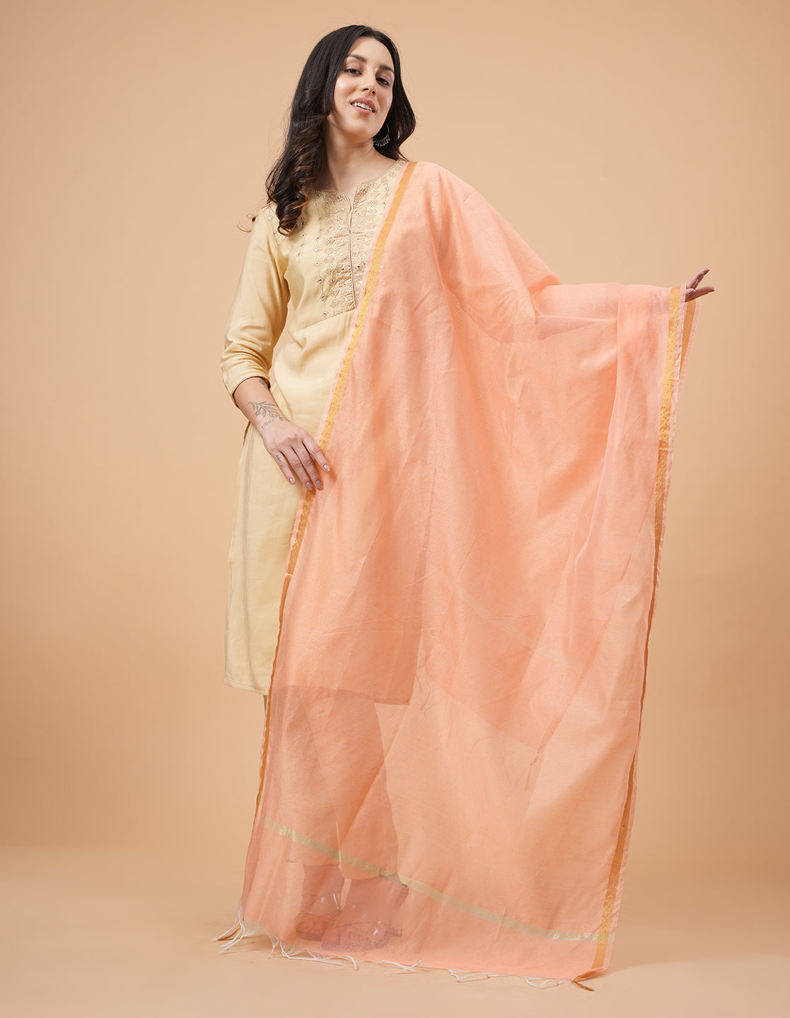 Office Wear Banarasi Dupatta Pink