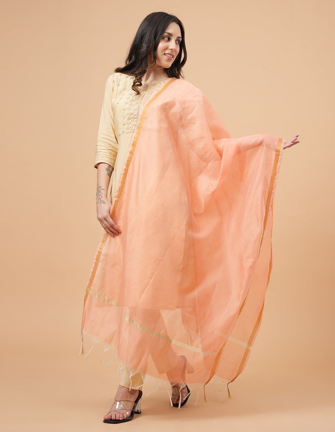 Office Wear Banarasi Dupatta Pink