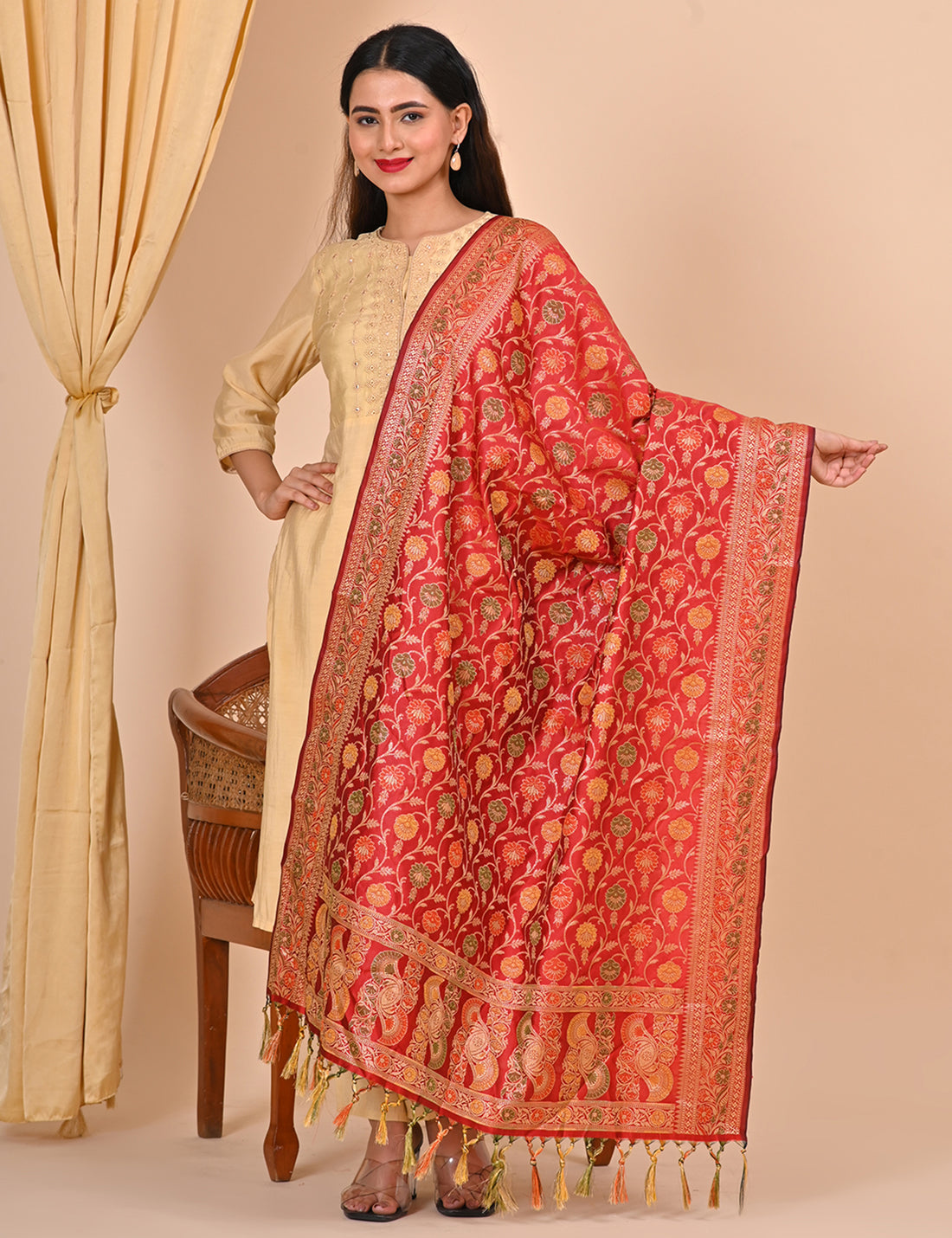 Office Wear Banarasi Dupatta Red