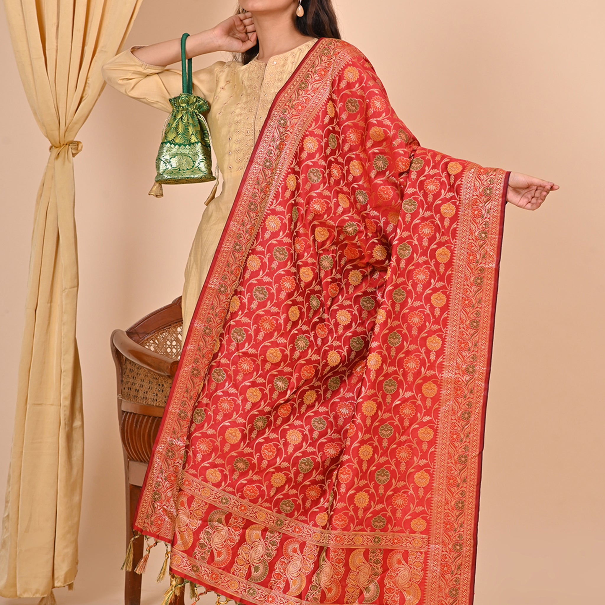 Office Wear Banarasi Dupatta Red