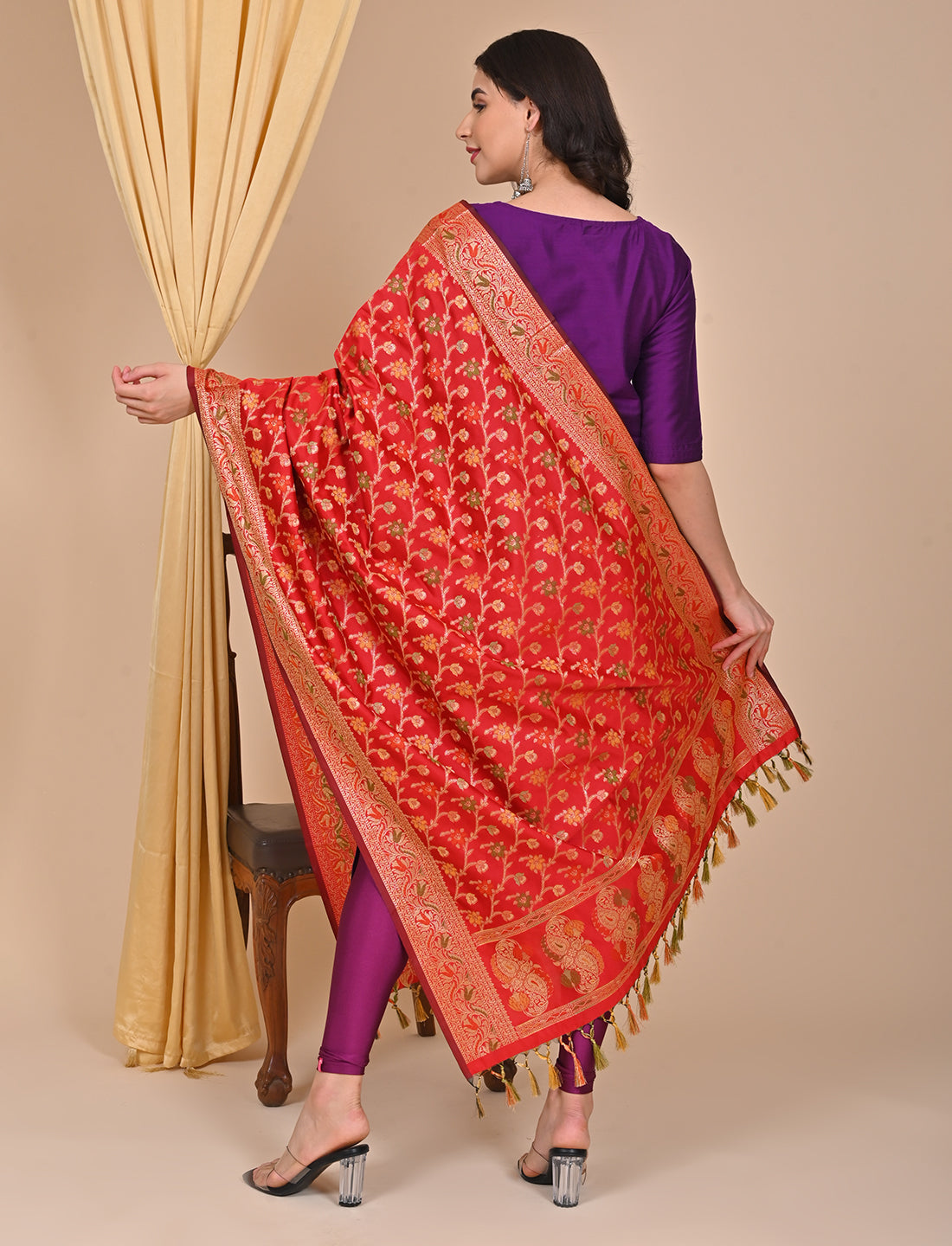 Office Wear Banarasi Dupatta Red