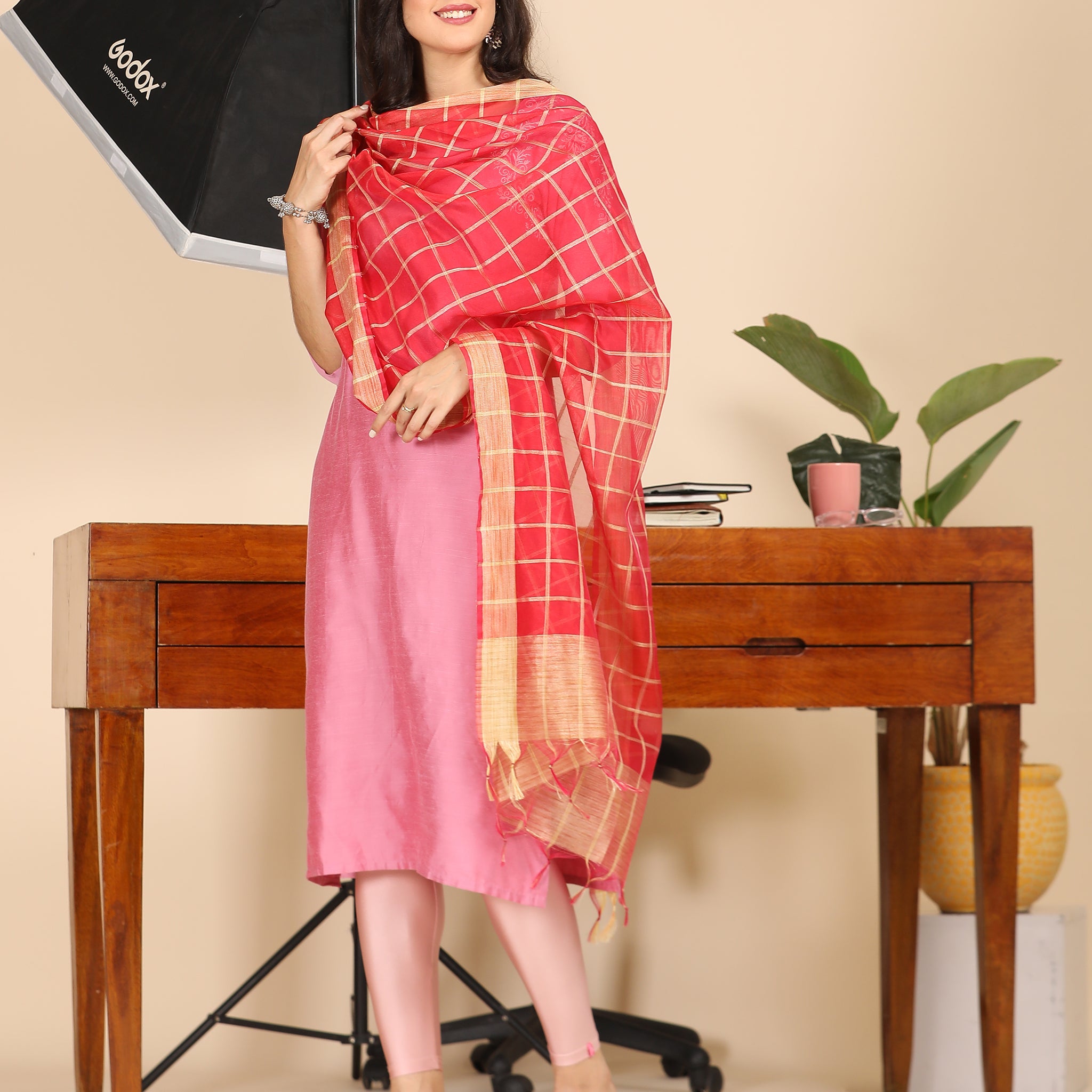 Office Wear Banarasi Dupatta Red