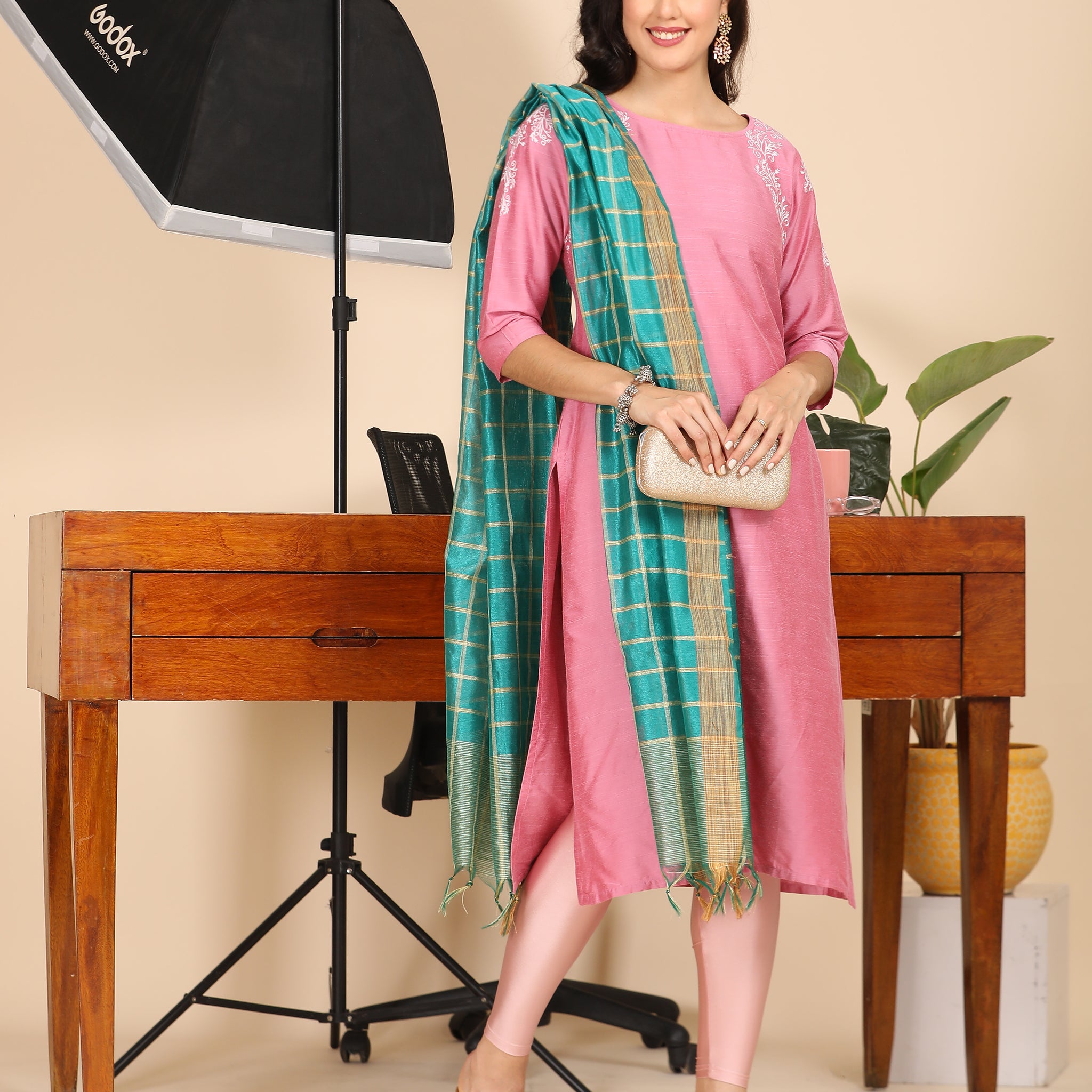 Office Wear Banarasi Dupatta Green
