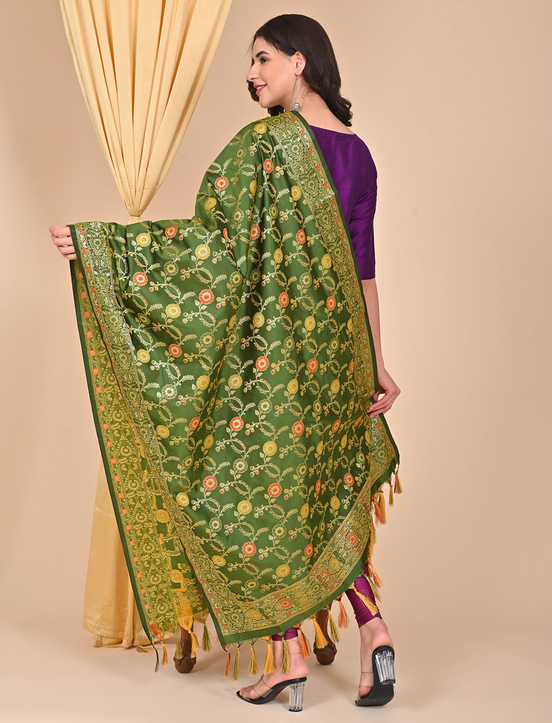 Office Wear Banarasi Dupatta Green