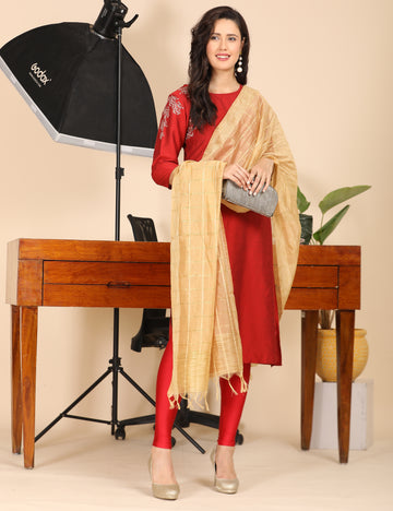 Office Wear Banarasi Dupatta Golden