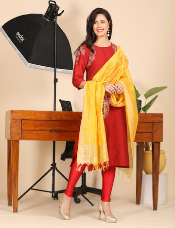 Office Wear Banarasi Dupatta Yellow