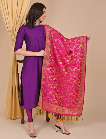 Office Wear Banarasi Dupatta Pink