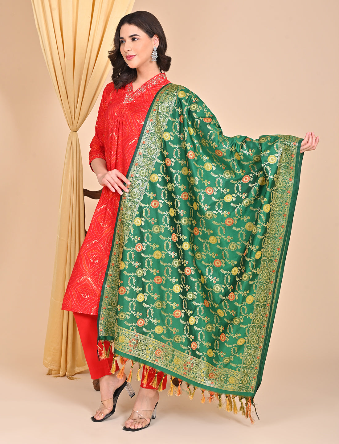 Office Wear Banarasi Dupatta Green