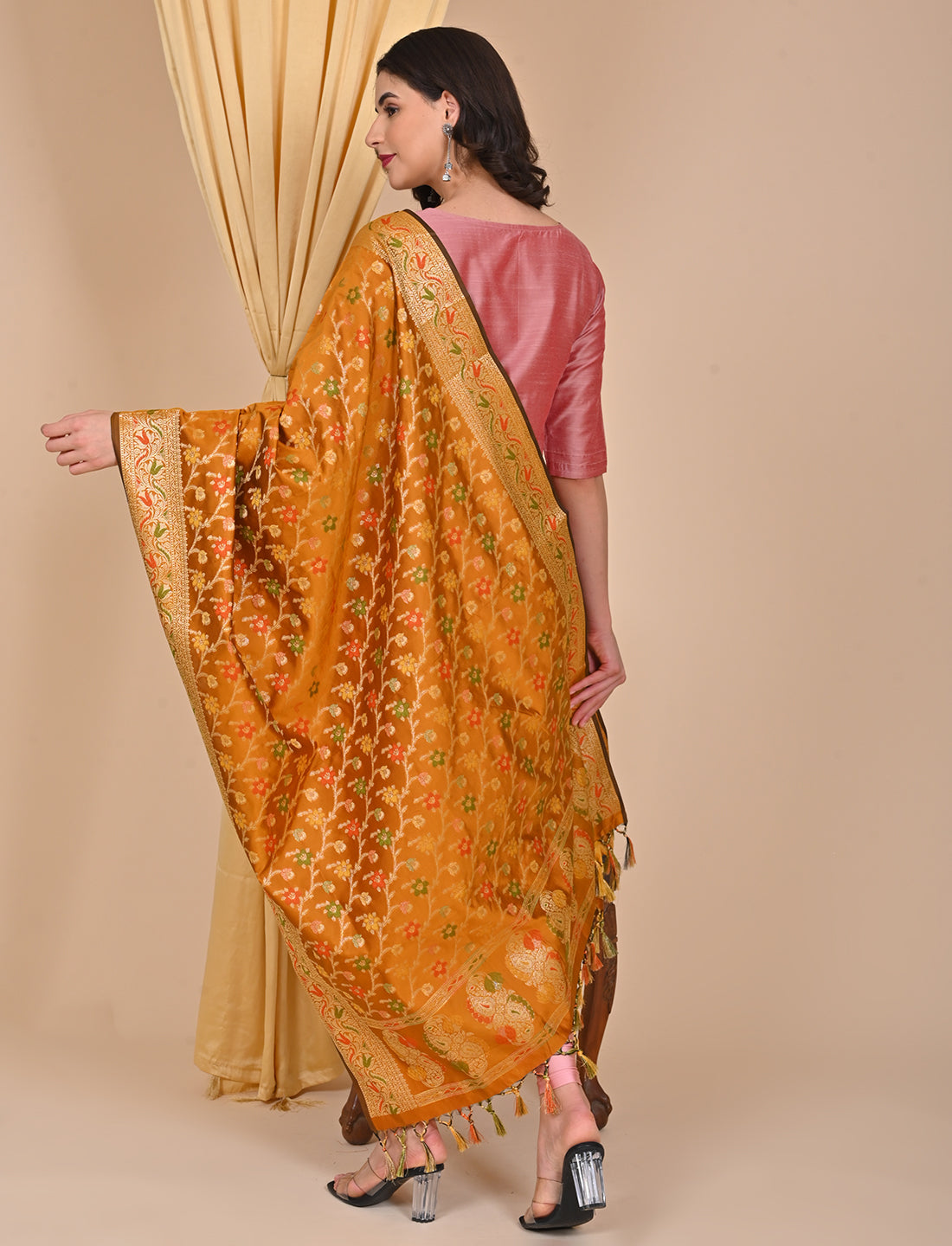 Office Wear Banarasi Dupatta Golden