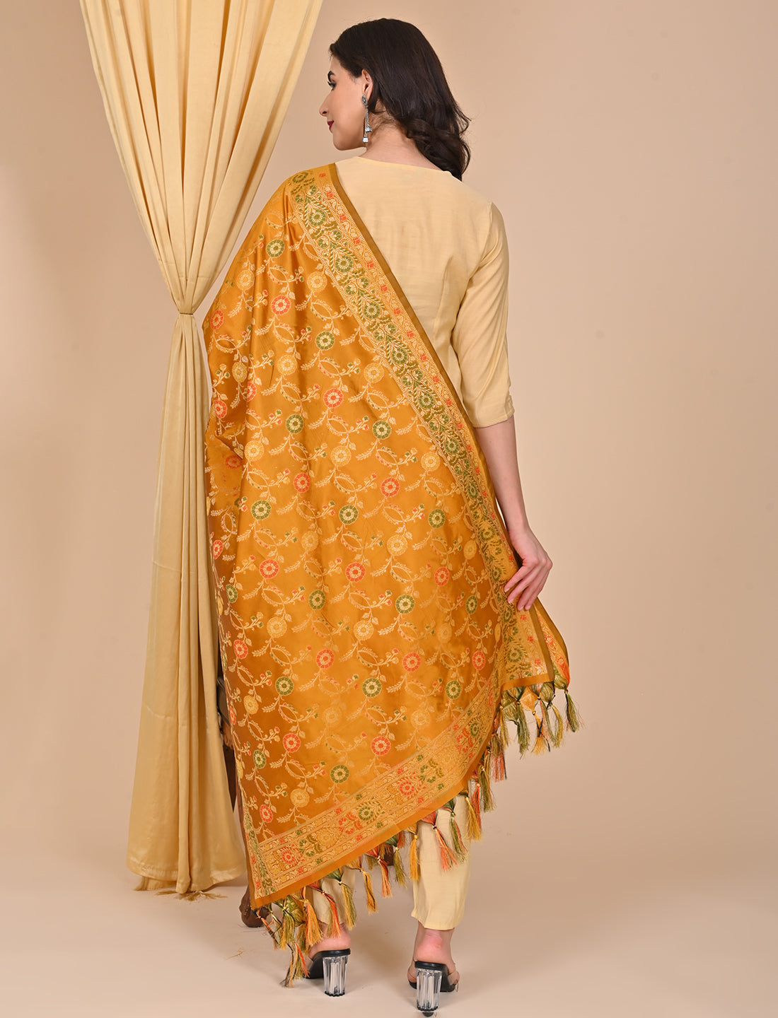 Office Wear Banarasi Dupatta Orange