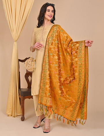 Office Wear Banarasi Dupatta Orange