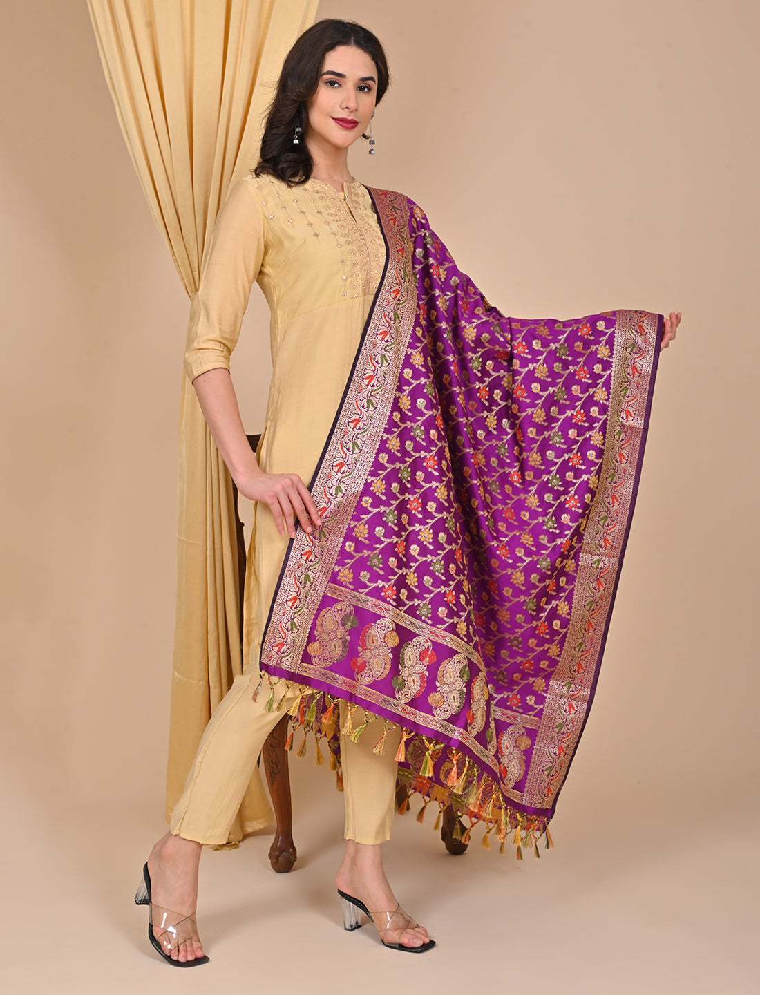 Office Wear Banarasi Dupatta Purple