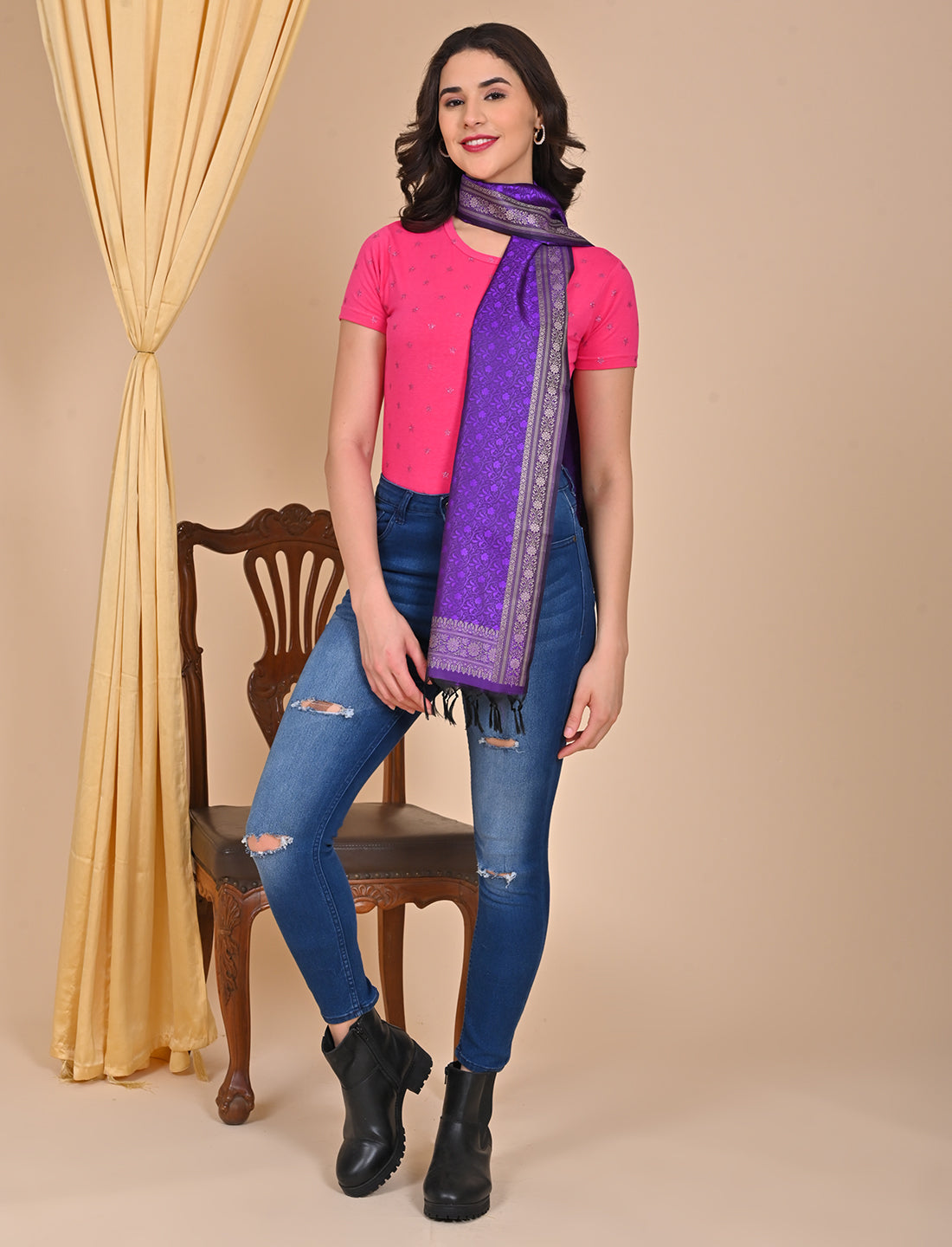 Office Wear Banarasi Dupatta Purple