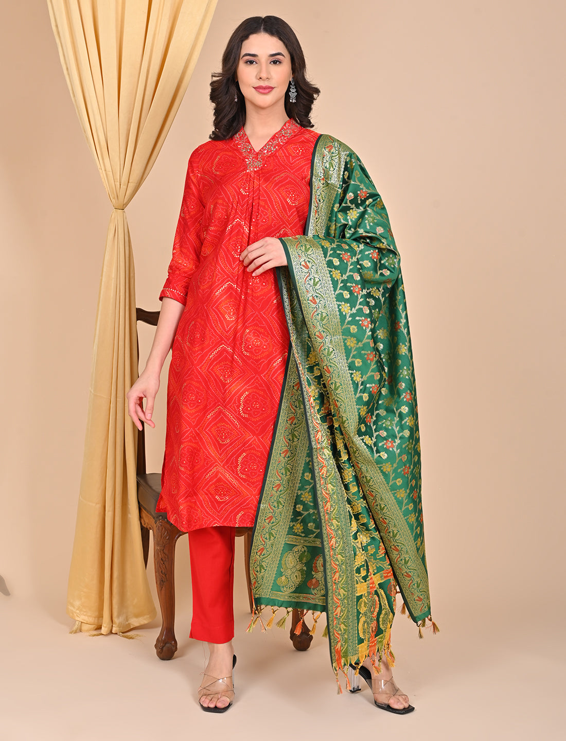 Office Wear Banarasi Dupatta Green
