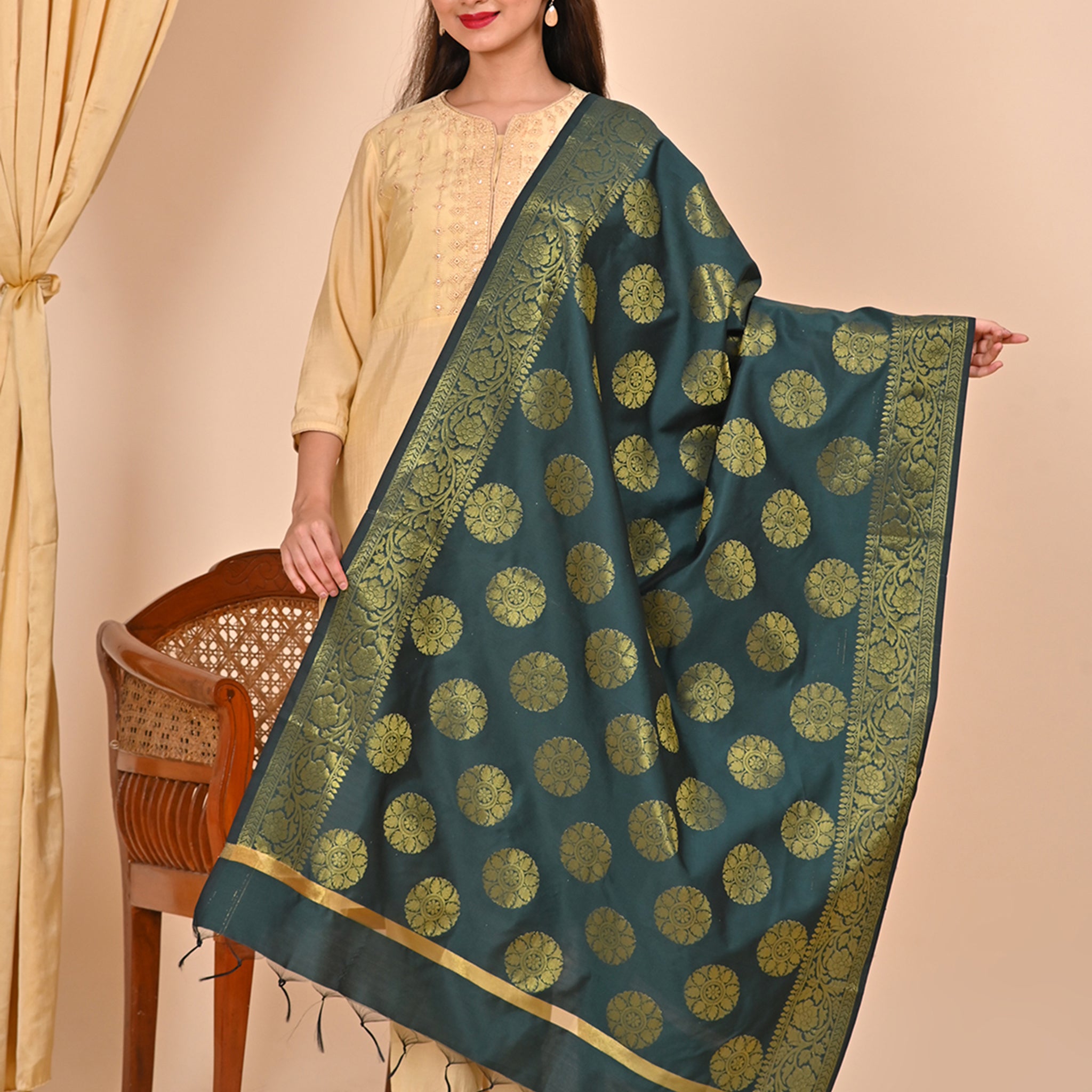 Office Wear Banarasi Dupatta Green