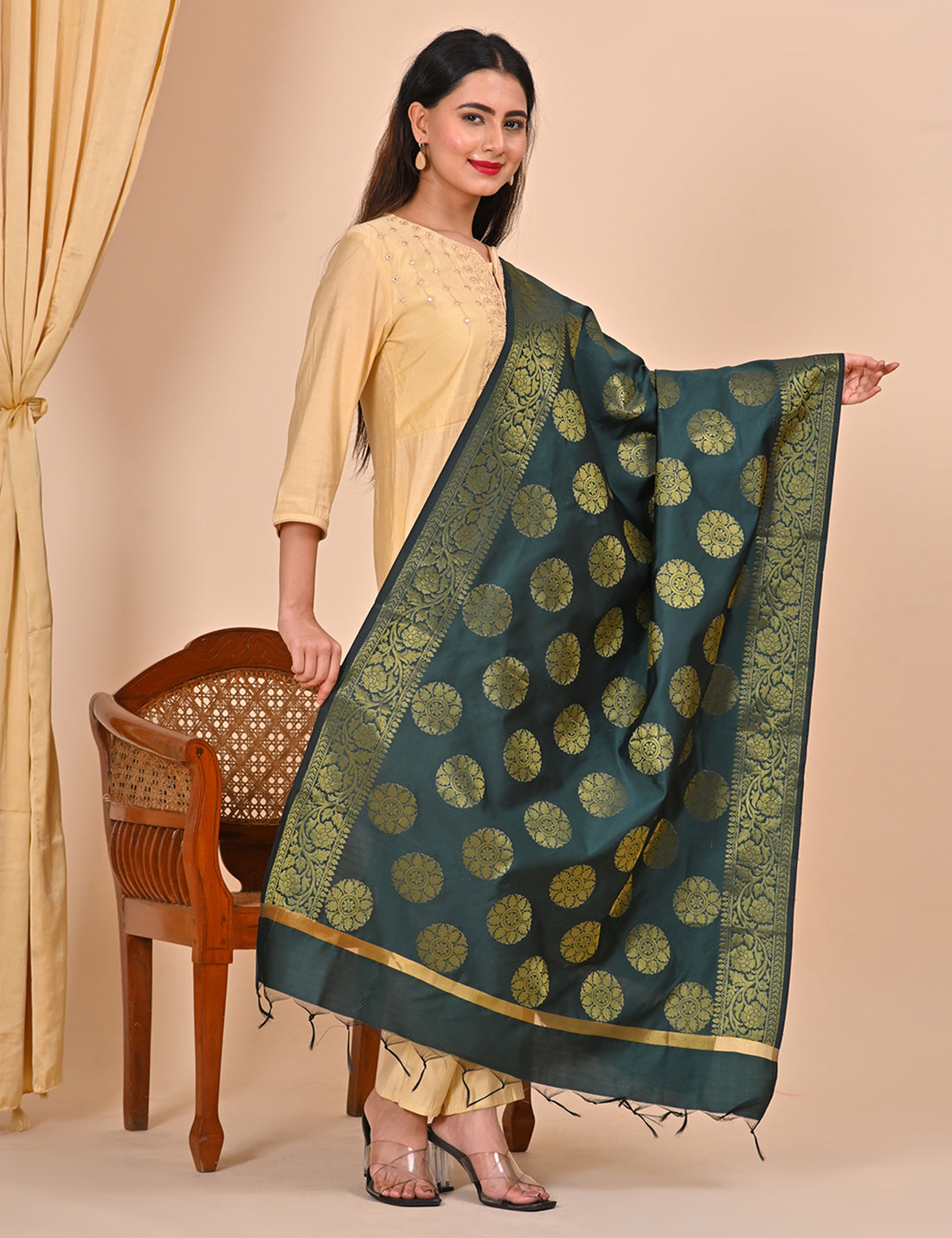 Office Wear Banarasi Dupatta Green