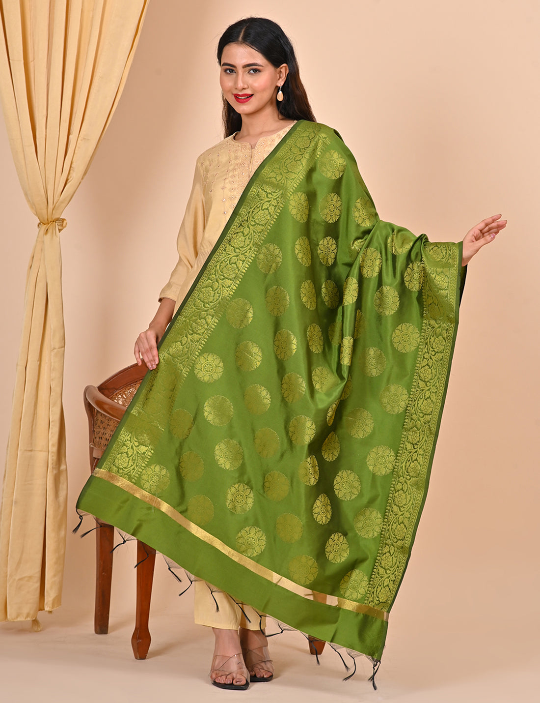 Office Wear Banarasi Dupatta Green
