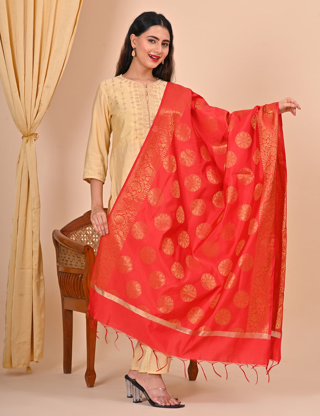 Office Wear Banarasi Dupatta Red