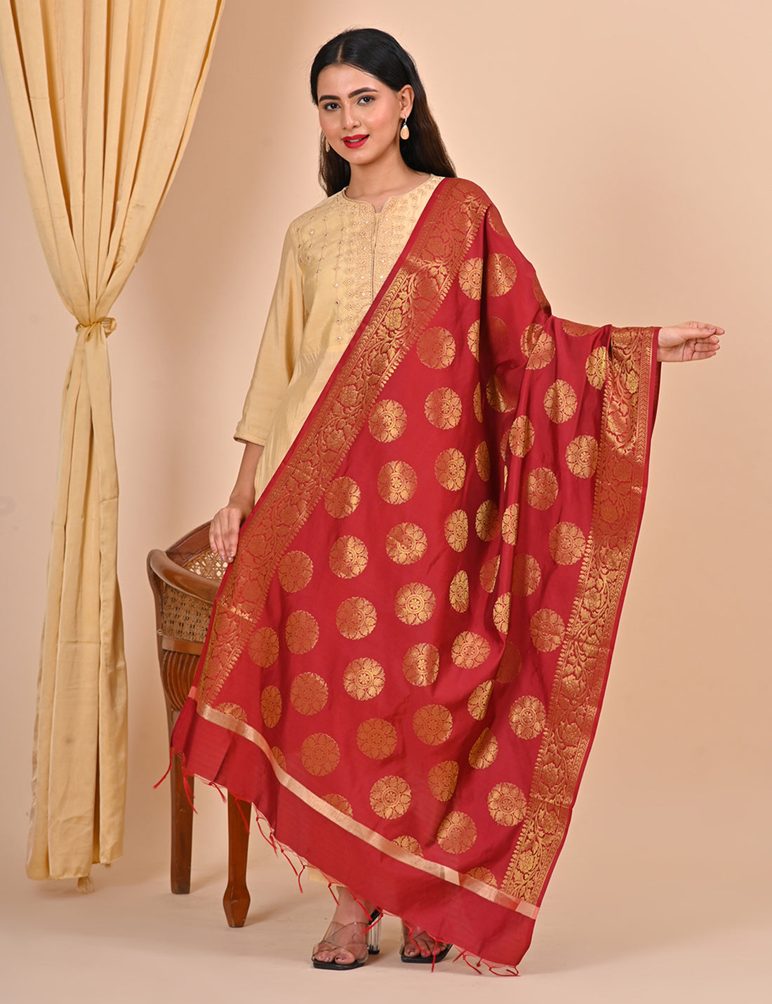 Office Wear Banarasi Dupatta Red