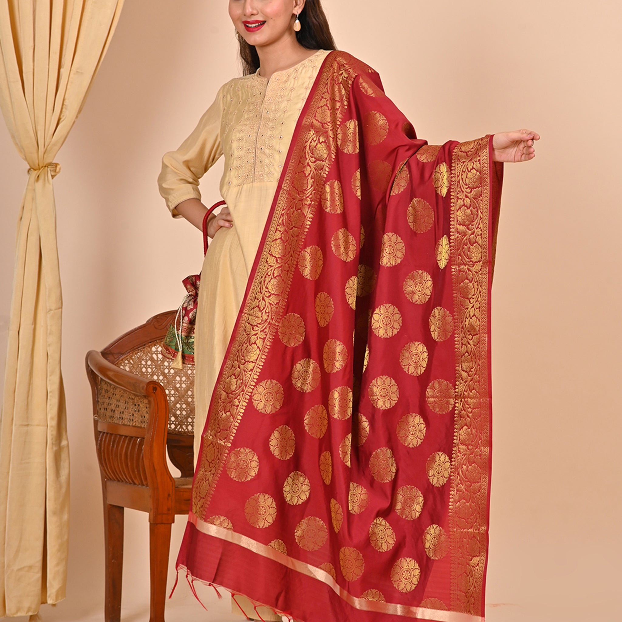Office Wear Banarasi Dupatta Red