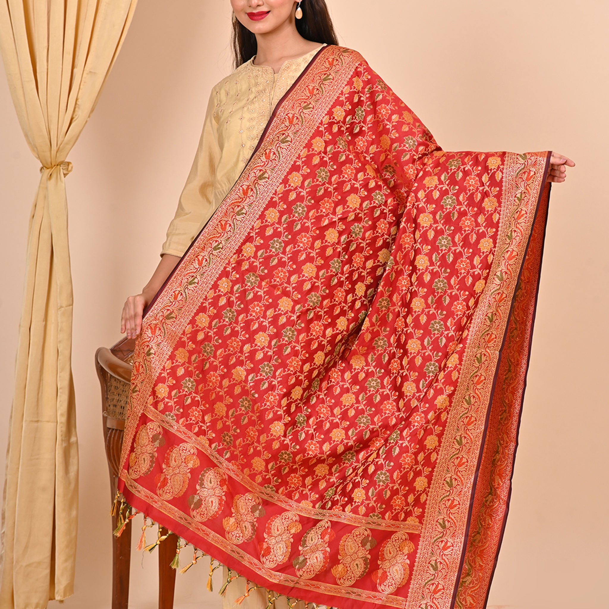 Office Wear Banarasi Dupatta Red