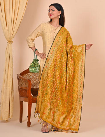 Office Wear Banarasi Dupatta Golden
