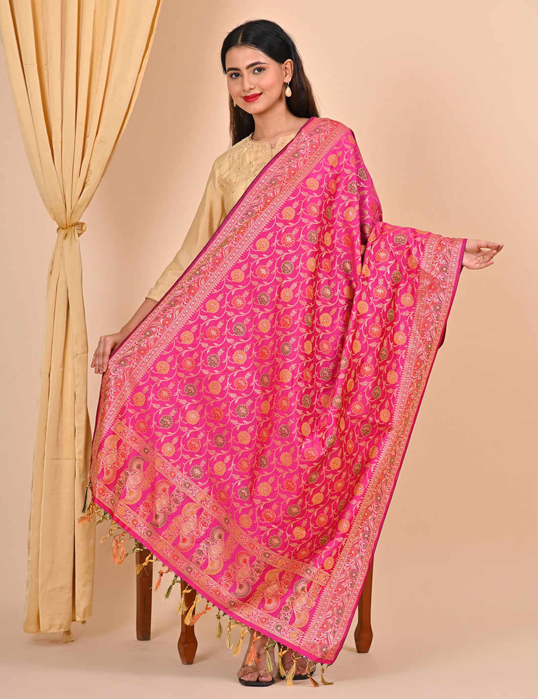 Office Wear Banarasi Dupatta Pink