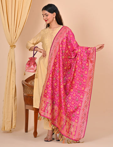 Office Wear Banarasi Dupatta Pink