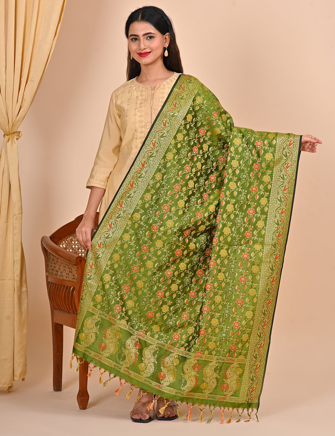 Office Wear Banarasi Dupatta Green