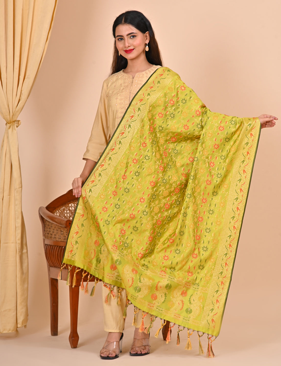 Office Wear Banarasi Dupatta Green