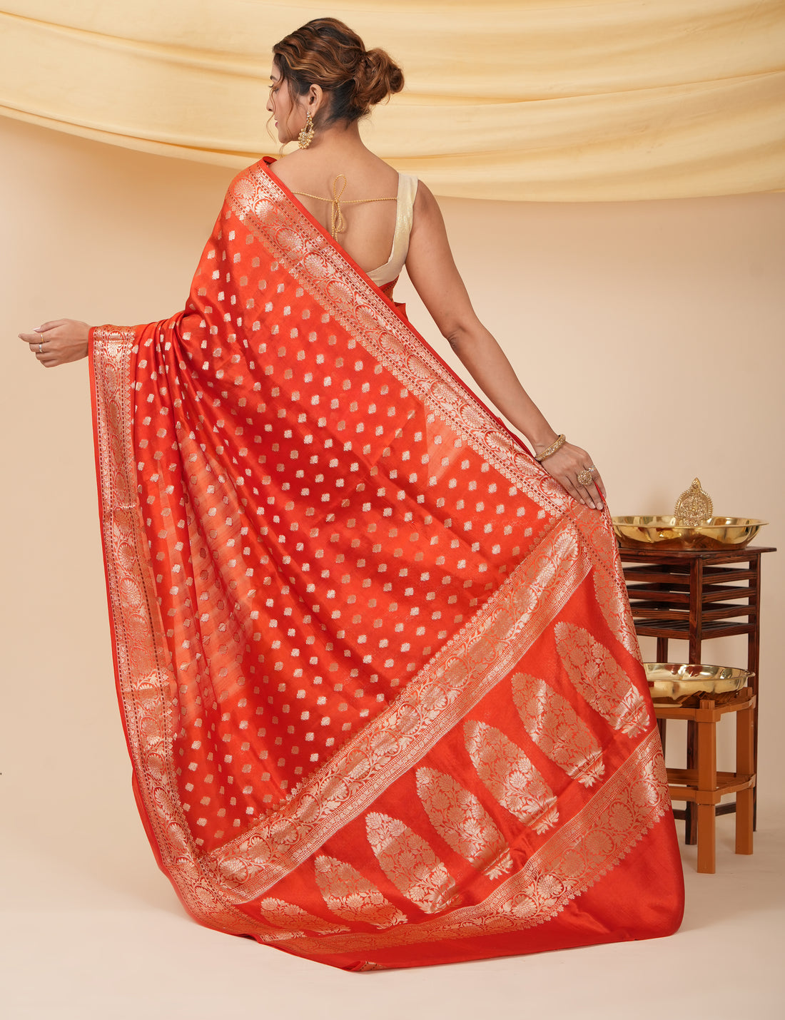 Pure Silk Red Banarasi Saree Suitable for Wedding Wear