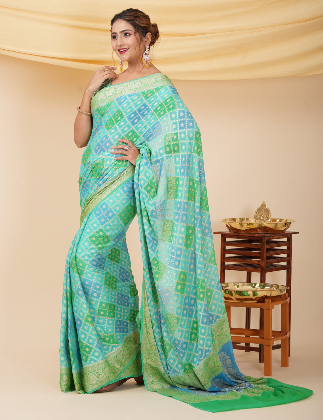 Pure Silk Green Banarasi Saree Suitable for Wedding Wear