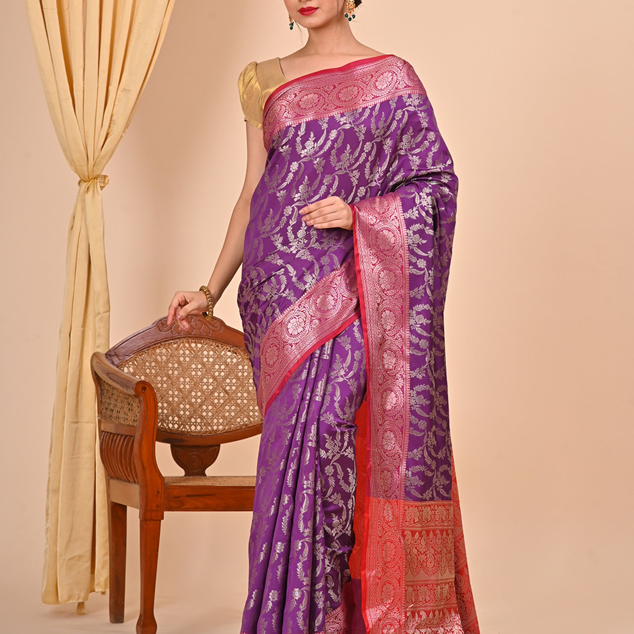 Purple Banarasi Saree Suitable for Office Wear