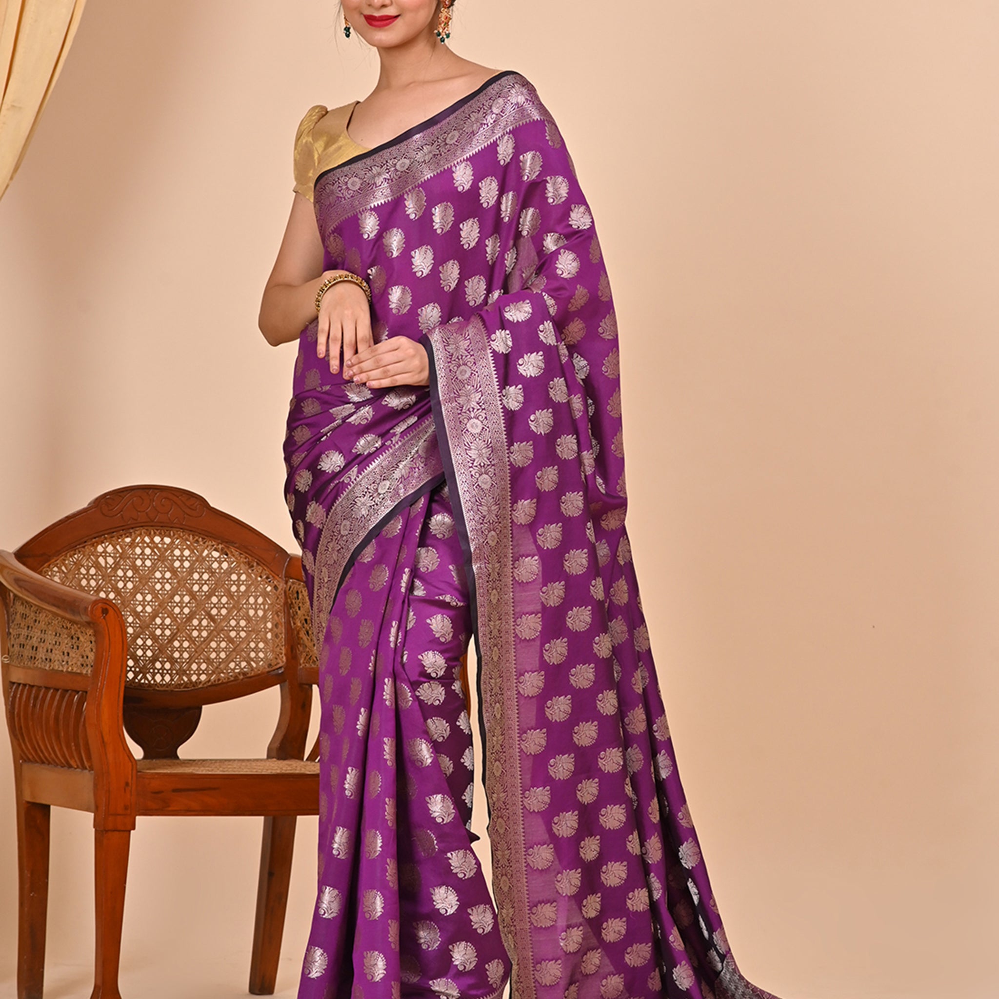 Purple Banarasi Saree Suitable for Office Wear