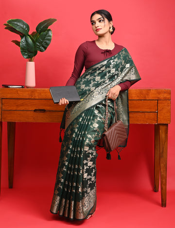 Green Office Wear Banarasi Saree