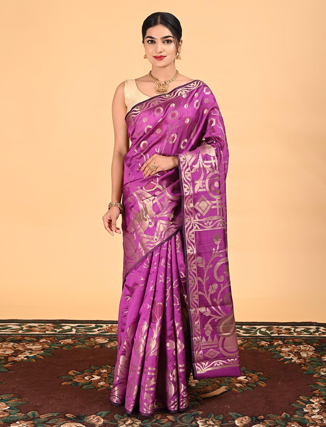 Pure Silk Purple Banarasi Saree Suitable for Wedding Wear